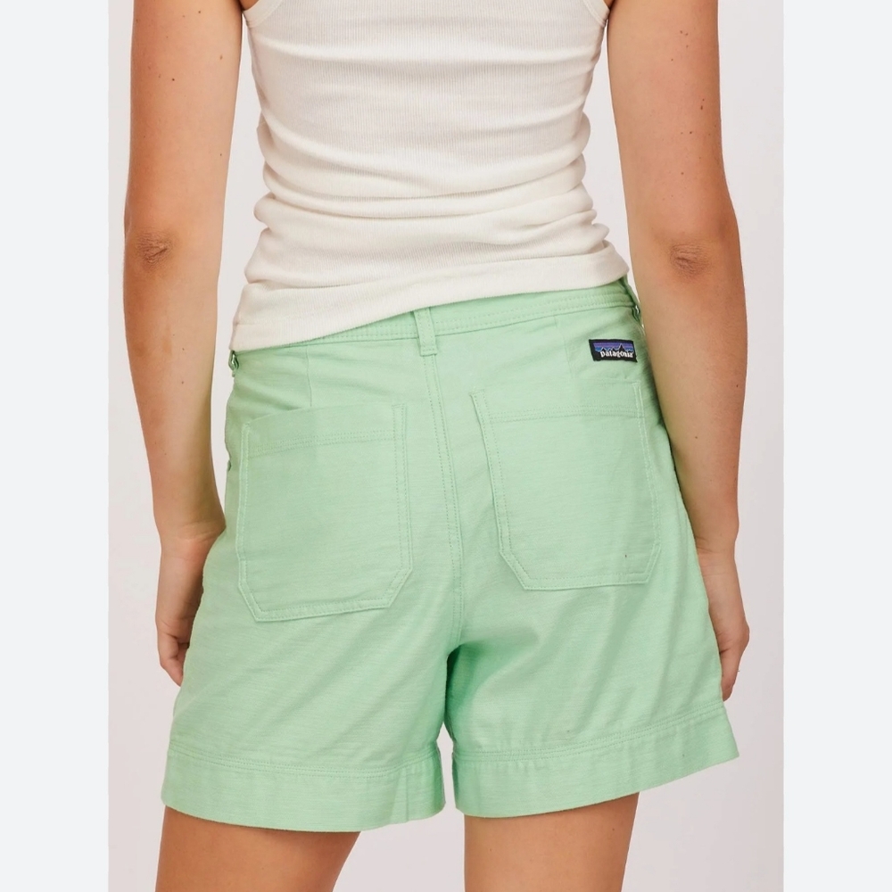 PATAGONIA Women Organic Cotton Slub Woven 5" Shorts Pistachio Green‎ 12 - Picture 4 of 13
